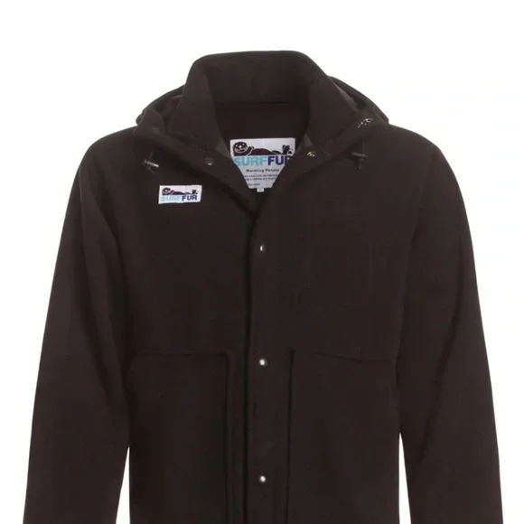 SurfFur Black Long parka with Hood - size XL - never worn. - Picture 2 of 7
